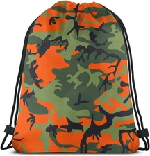 Camo Drawstring Bag Camouflage Map Gym Backpack Sports Backpack Lightweight Wate