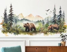 Large Jungle Animals Wall Decals Forest Tree Wall Decal Peel and 01-two Bears