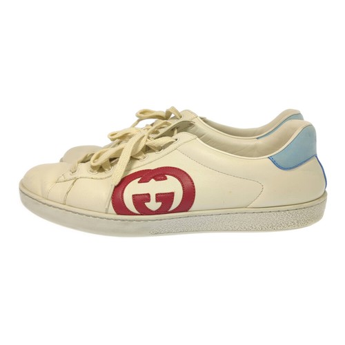 GUCCI Gucci Logo Leather Sneakers/625783/8 1/2/Off White/Sports - Picture 3 of 10
