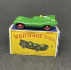 Lesney Matchbox 41 Custom Jaguar D Type With Red Hubs #41 Decal Nice Repro Box.