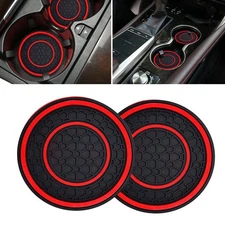 Car Cup Coasters 2Pcs 2.75in Anti Slip Universal Cup Holder Insert Red for Auto