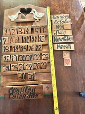 Vintage Wooden Perpetual Calendar Wall Hanging Goose Duck Handmade Cottage core