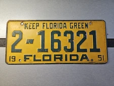 1951 Florida License Plate Keep Florida Green Duval Co. (Lot 1642)