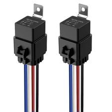 2 Pieces 40/30 Amp Waterproof Relay Switch 12AWG Harness Set - 12V DC 4-Pin S...