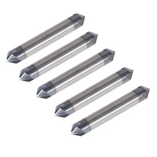 5Piece 3/8" 4 Flute 90 Degree Double End Carbide Chamfer Mill -TIALN COATED