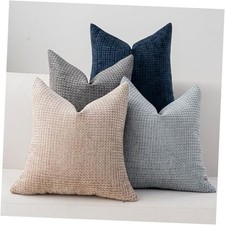Pack of 4 Throw Pillow Covers 18x18 inch 18" x 18" Pack of 4 Navy Blue/Taupe