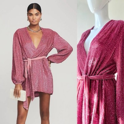 Retrofete M Gabrielle Sequin Robe Mini Dress Pink VGUC