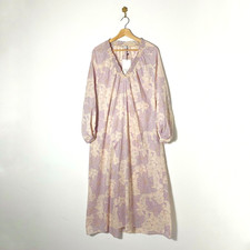 Zara Lilac Floral Smock Dress Long Relax Airy Oversized Summer Kaftan S UK10-12
