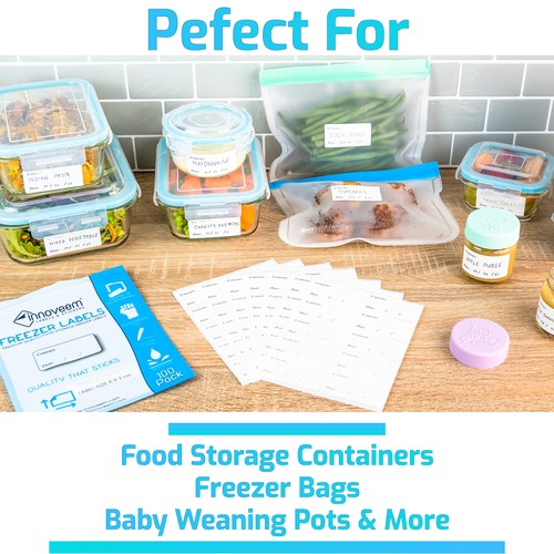 Innoveem Freezer Labels Easy Peel Off - Frozen Food Labels Stickers That Leave - Picture 2 of 5