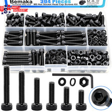 304PCS M5 Screws Kit, M5X8/12/16/20/30/35Mm Hex Socket Head Cap Screws Bolts Nut