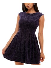 EMERALD SUNDAE Womens Dress Purple Peekaboo Back Bodice, Princess S Juniors XS