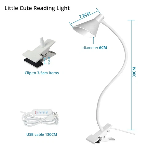Desk Clip Light,3 Colors 10 Dimmable Brightness Reading Light, Flexible Bedsi... - Picture 6 of 6