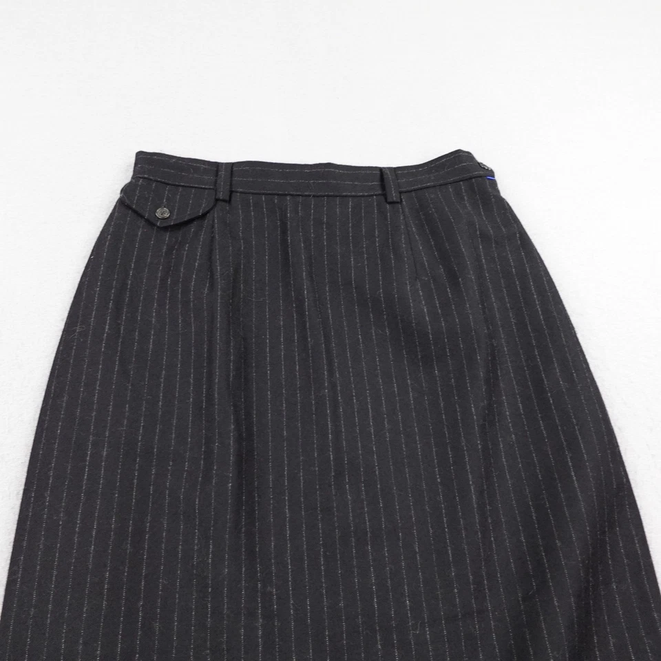 Maxi falda vintage Ralph Lauren para mujer 8 negras a rayas forrada de lana abertura lateral Foto 2 de 4