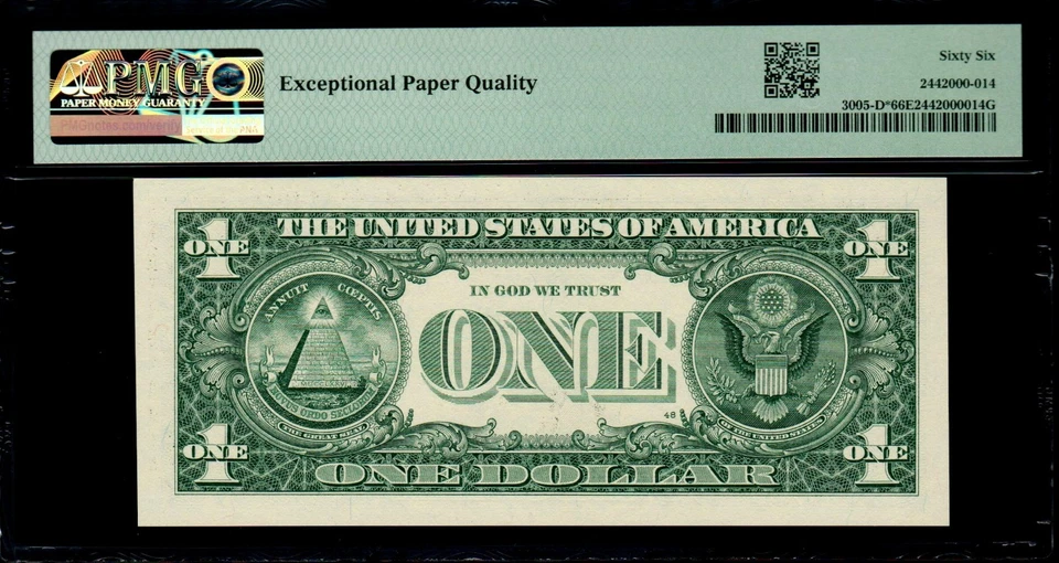 2017A $1 CLEVELAND STAR NOTE PMG 66 EPQ 500K Print Run Low Pop (5/1) Fr 3005-D* - Image 2 of 3
