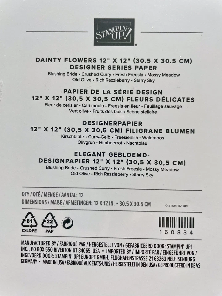 Stampin Up! DAINTY DELIGHT STAMP & DIES+ 12-12x12 Dainty Flowers DSP -PLS LER - Imagem 2 de 4