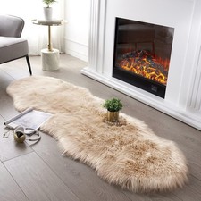 Ultra Soft Fluffy Rug Beige Faux Sheepskin Fur Area Rug Shaggy Couch Cover Seat