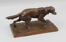 Antique 19thC Cast Bronze Irish Setter Pointer Hunting Dog Sculpture, NO RESERVE