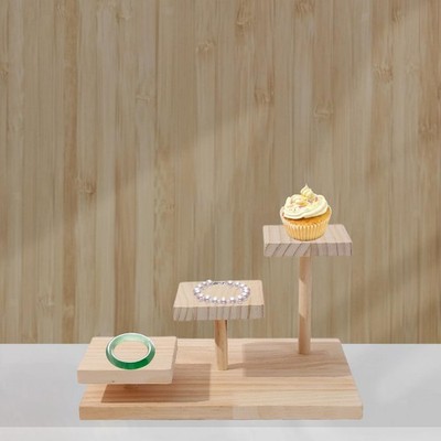 Wood Cake Stand Tiered Planters Flower Stand Cupcake Tower for Desktop Statuette