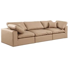 Meridian Furniture Comfy Tan Vegan Leather 3-Pc. Modular Sofa