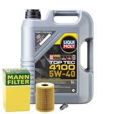 Motoröl 5W40 LIQUI MOLY Top Tec 4100 5L+MANN Ölfilter+Ölablassschraube