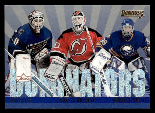 Jim Carey / Martin Brodeur / Dominic Hasek #4 — 1995 Donruss Dominators hockey card