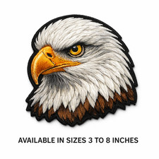Bald Eagle Head Embroidered Patch Iron On Jacket Vest Hat