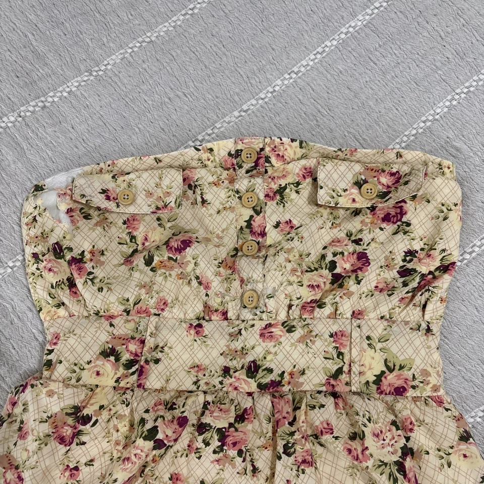 Vtg Y2K Body Central Floral Ruffled Mini Dress Sleeveless Small (READ))  - Image 3 of 4