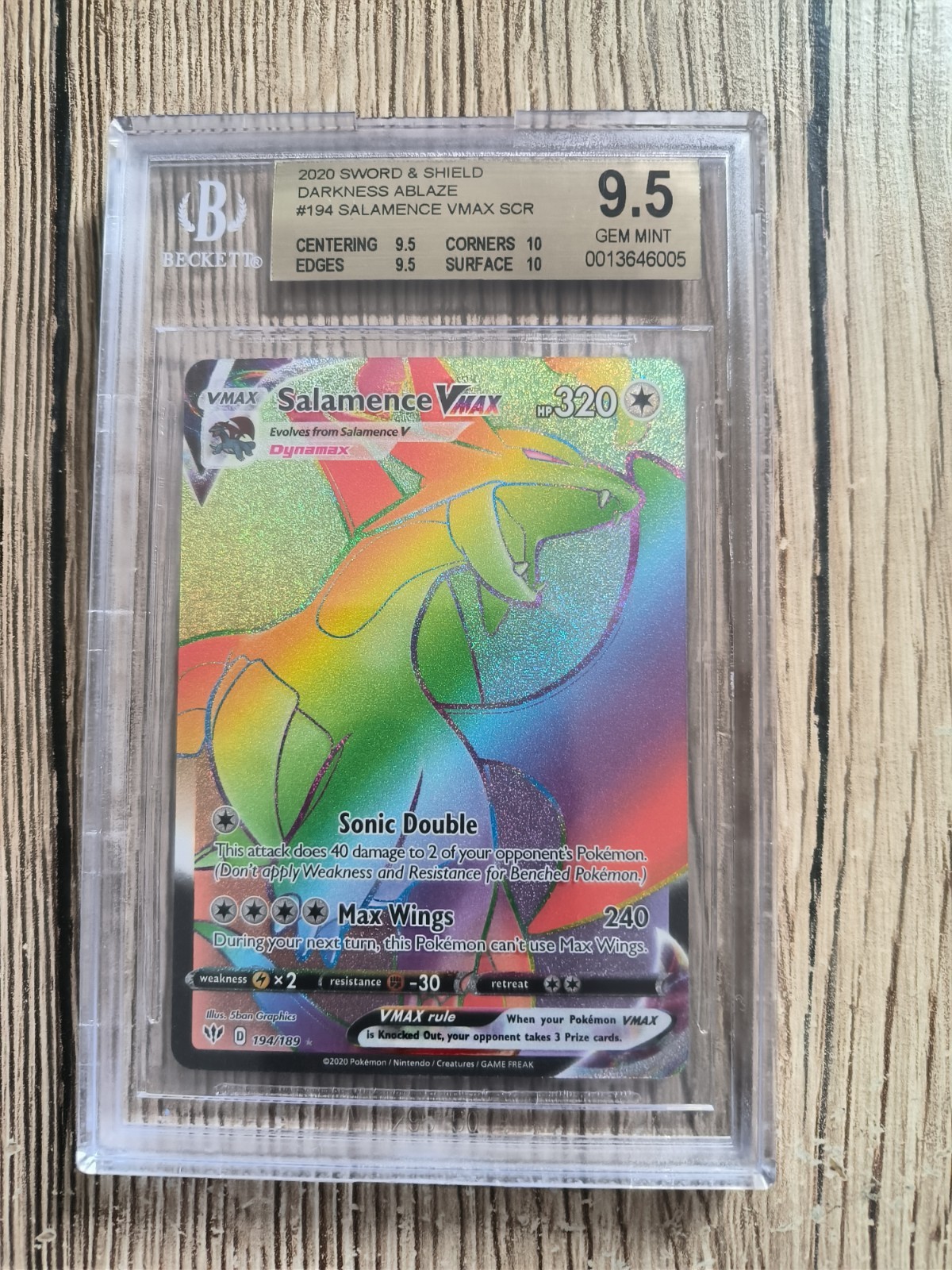 Pokemon Salamence VMAX 194/189 Darkness Ablaze Secret Rare English BGS 9.5