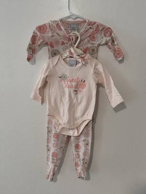 Precious baby Infant girls 0/3m 4pc Set Pink Floral NWOT