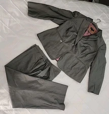 John Meyer Women Polyester Pant Suit Size 20W Silver Gray Lined Notch Collar 2PC