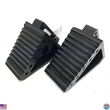 Heavy Duty Solid Rubber Wheel Chock 2-Pack, 8" x 4" x 6", Black