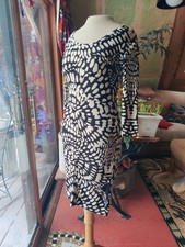 A Pea In The Pod Maternity Dress S Black White Abstract Stretch Office Ruched