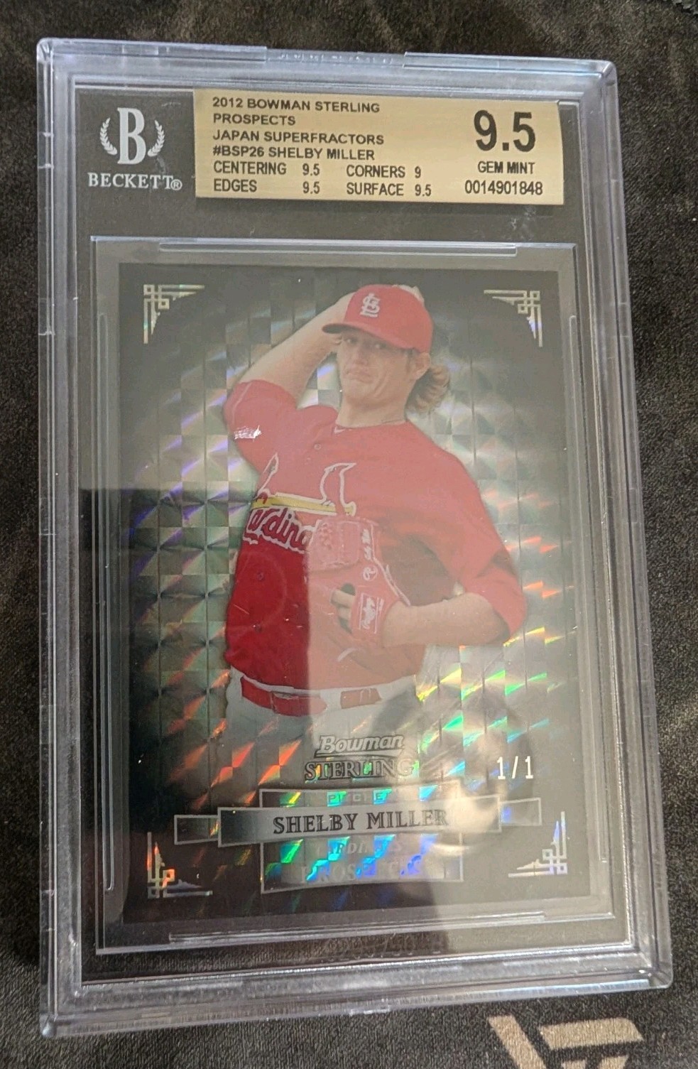2012 Bowman Sterling Japan Superfractor Shelby Miller RC 1/1 BGS 9.5 One Of One