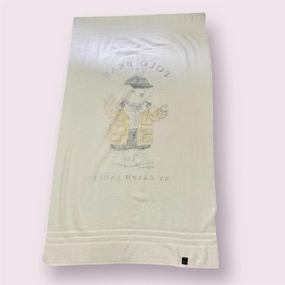 Toalla de baño Ralph Lauren Home Beach 60 X 35 blanco polo oso algodón de colección Preppy Foto 2 de 4