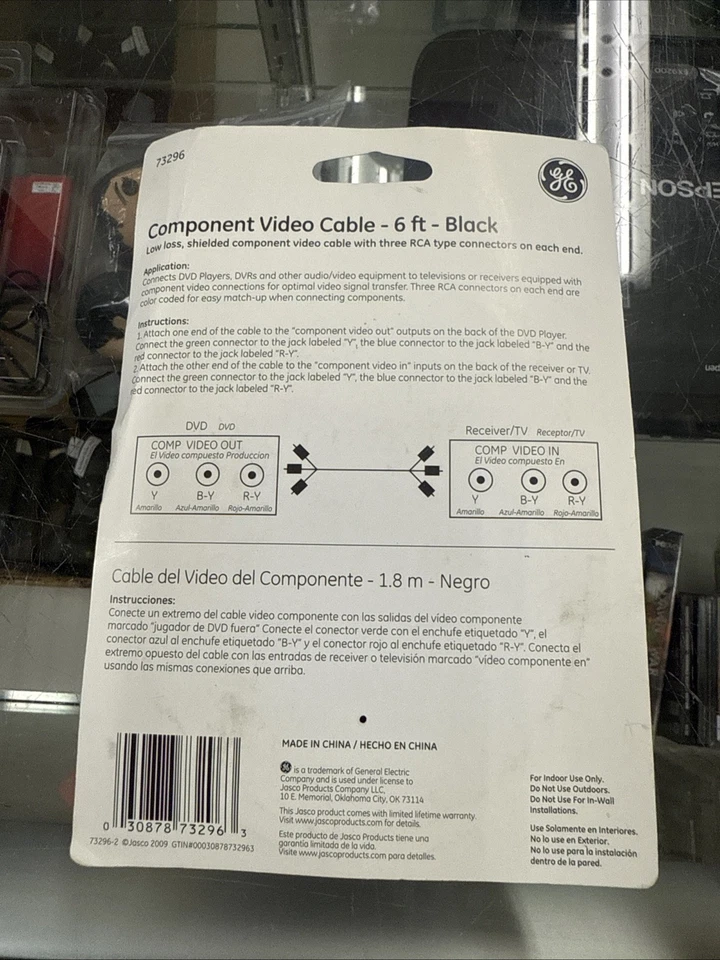 GE 6 ft.Video/Audio Cable Component Black /Red 73296 - Image 2 of 4