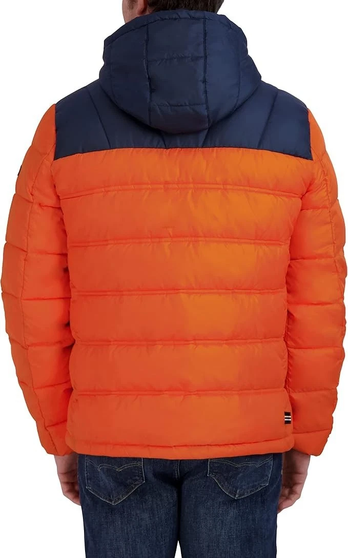 NAUTICA Men's XXL Water Wind Resistant Puffer Jacket N-83 2XL Orange/Navy - product detail image 3