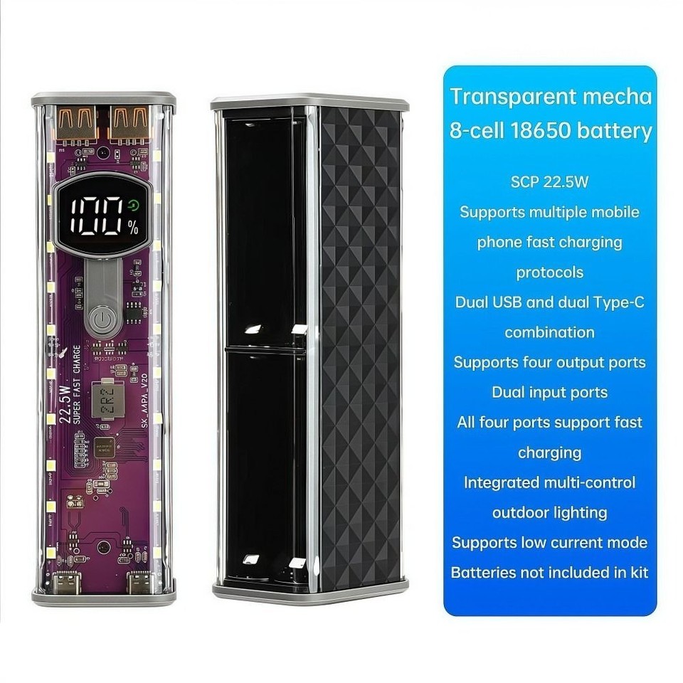 LED Screen Battery Storage Box Fast Charging DIY Battery Box For Smart ...