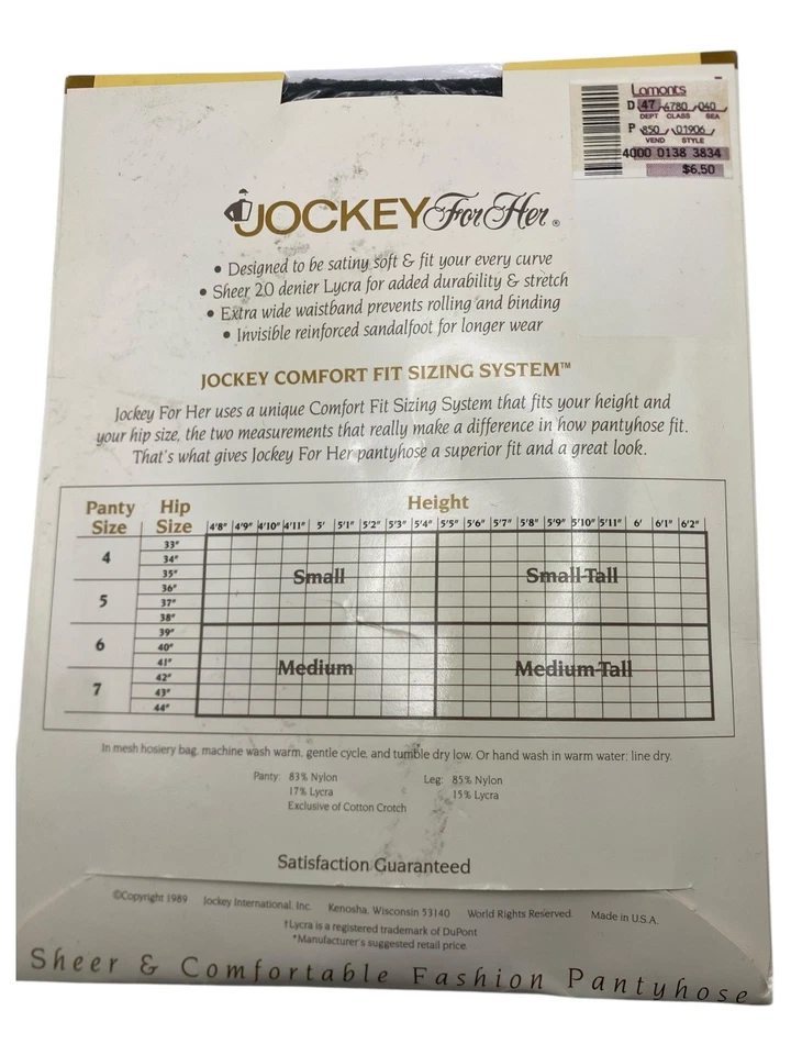 Meia-calça de renda vintage Jockey vitoriana preta tamanho médio 20 denier - Imagem 3 de 3