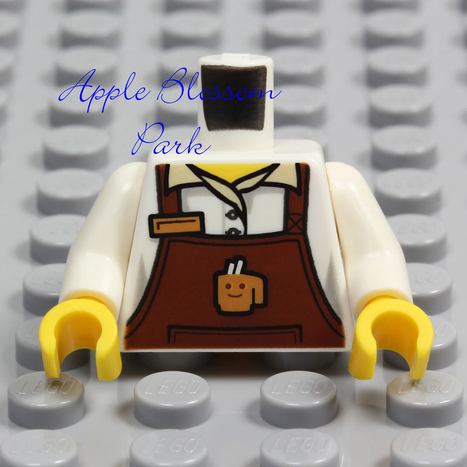 NUEVO Lego Barista MINIFIGURA TORSO Hombre/Mujer Niño/Niña Camisa Blanca Taza Café Delantal Foto 2 de 4