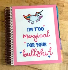 "Too Magical for BS" Unicorn Quote Cover Set 4 use w/ Erin Condren Life Planner~