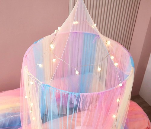 Extra Large Bed Canopy with LED Lights Fire Retardant Mosquito Net for Kids Room - Picture 8 of 23