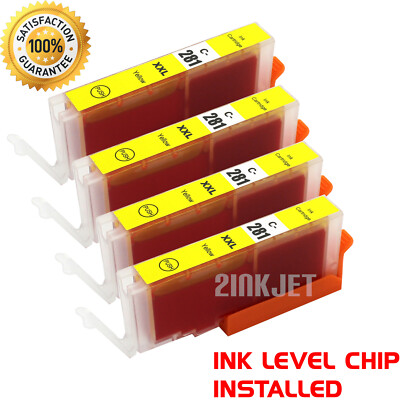 4pk CLI-281XXL Yellow Ink Cartridge for Canon Pixma TS8120 TR8520 TS9520 TS9521C