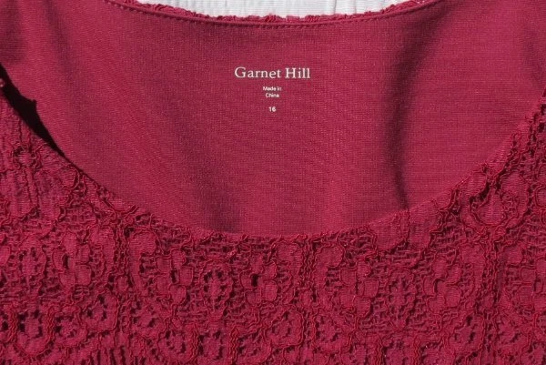 GARNET HILL US 16 XL Raspberry Lace Knit Sheath Dress Cap Sleeve Ponte Lining - Image 4 of 4