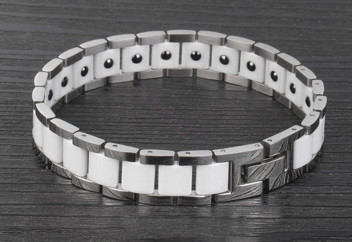 Men's Stainless Steel Ceramic Link Chain Bangle Bracelet Magnetic Wristband AU - Picture 9 of 12