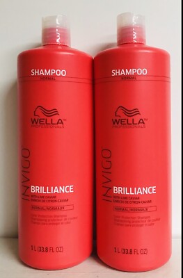 2 Bottles Wella Professionals ~ Invigo Brilliance Shampoo with Lime Caviar