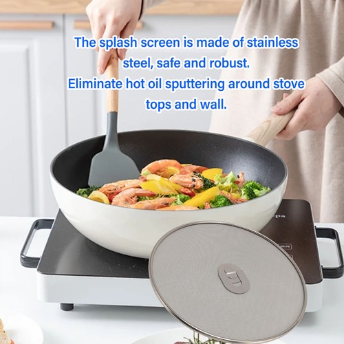 3Pcs Stainless Steel Splatter Screen Foldable Handle Explosion Proof Grease - Picture 9 of 12