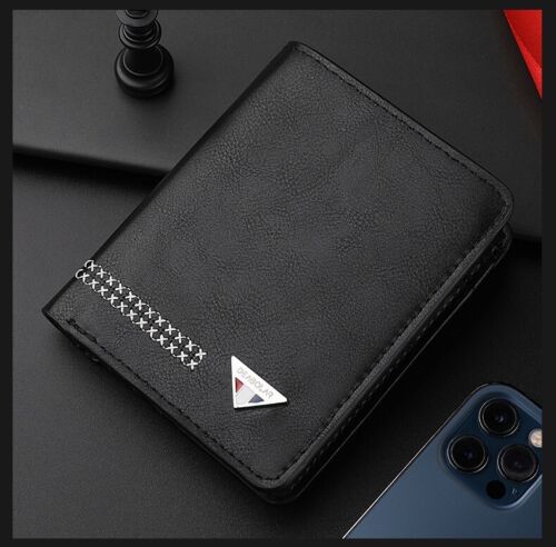 Cartera plegable funcional de cuero para hombre con ventana de identificación portatarjetas bolso delgado - Imagen 8 de 12