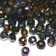 CR696 Metallic Mix Color 10mm Rondelle Faceted Crystal Glass Beads 50pc
