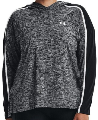 Under Armour Tech Twist graphic hoodie top NWT womens plus 1X black heather