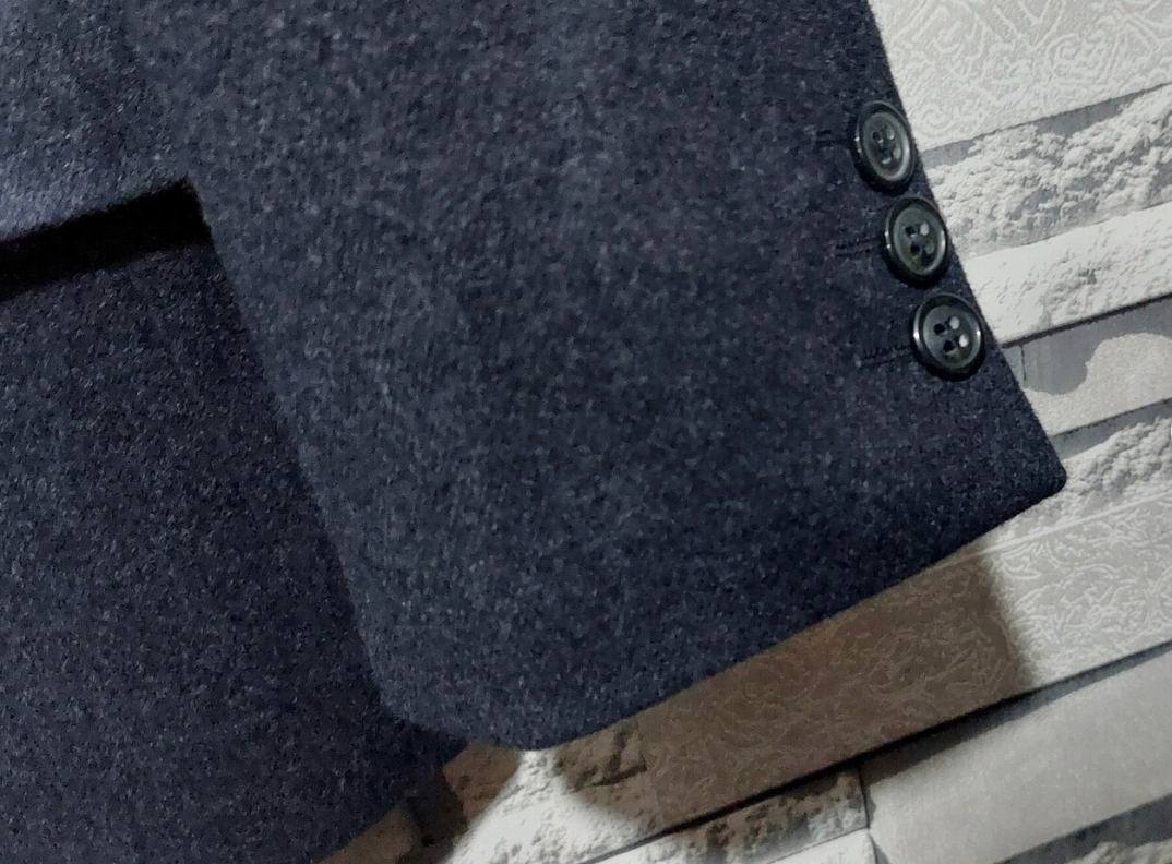 Giacca Cappotto Vintage Yves Saint Laurent Parigi Lana Pea Blu Donna